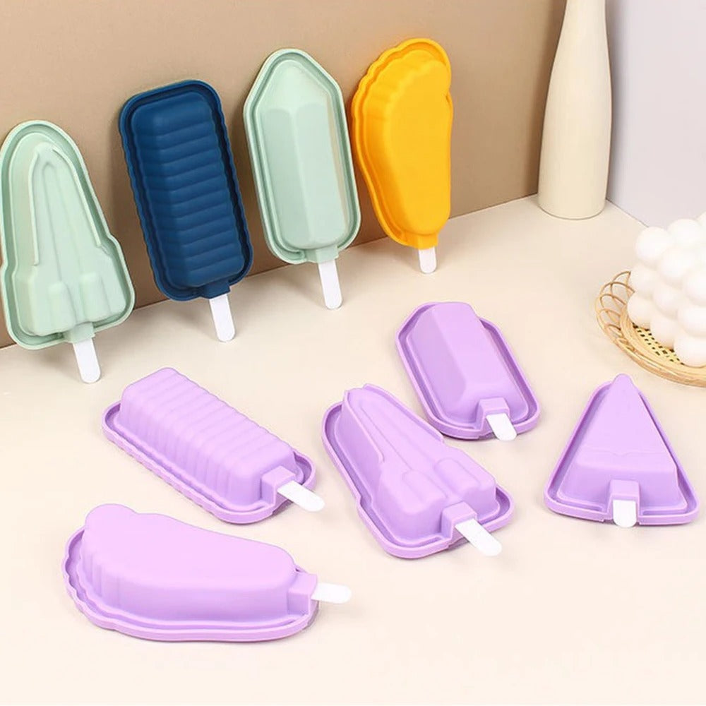 Set(5PCS) Summer Homemade Silicone Ice Cream Mold With Multiple Shapes