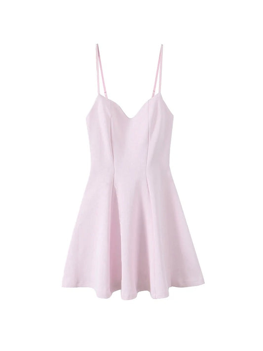 Women Fashion With Sweetheart Neck Mini Dress Adjustable