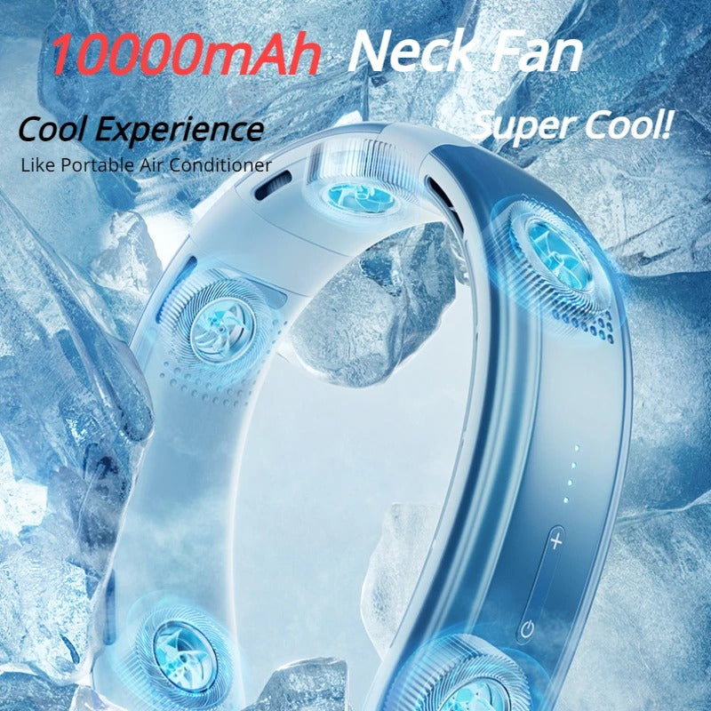 Portable Neck Fan 10000mAh Rechargeable Fan Mini 3-Speeds Large Wind Outdoor Silent