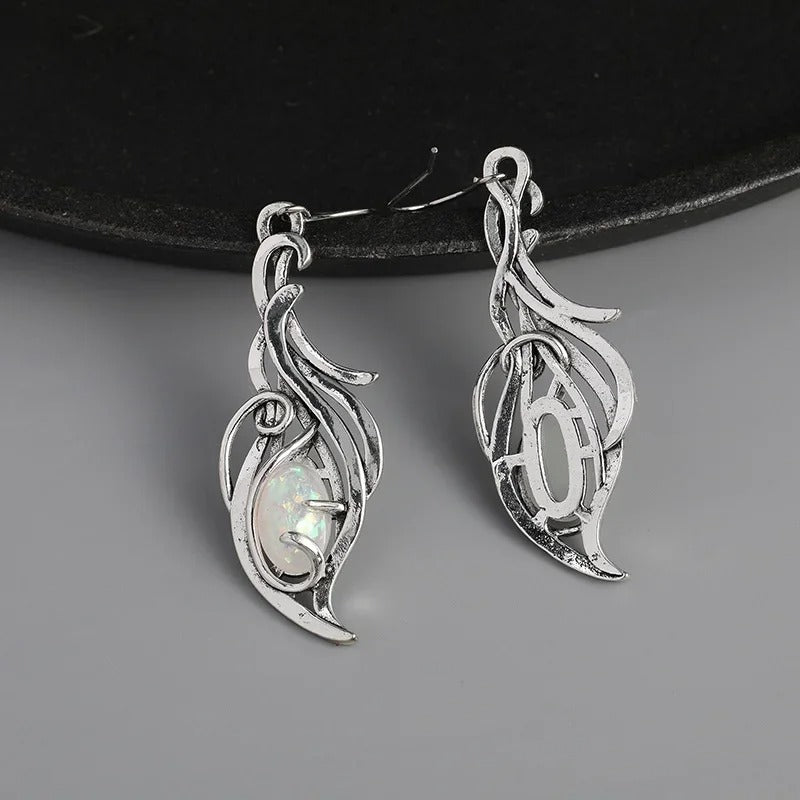 Charming Oval Fire Opal Earring For Women Silver Color Drop Earrings