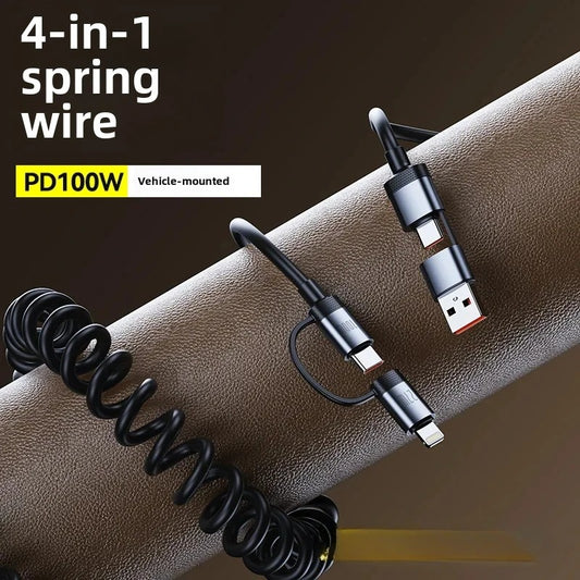 Universal 100W Dual Drag Spring Data Cable USB Type C