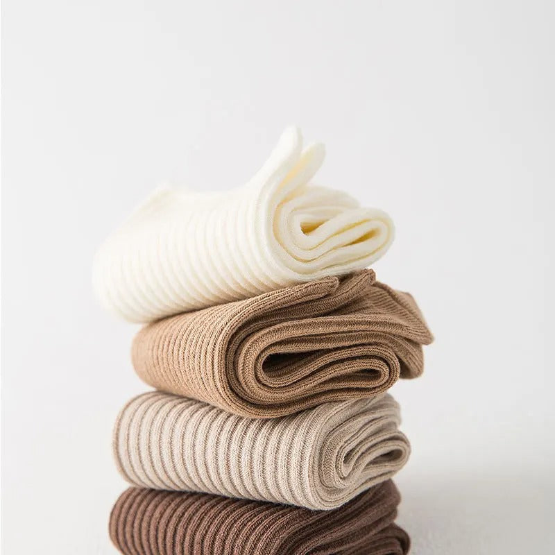 5 Pairs Of New Japanese Socks Set Solid Color Women's