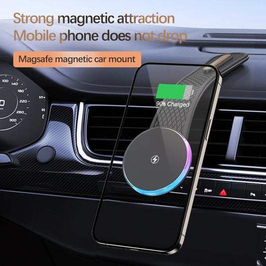Phone Holder Magnetic Wireless Charger 15W Fast Charging For Car