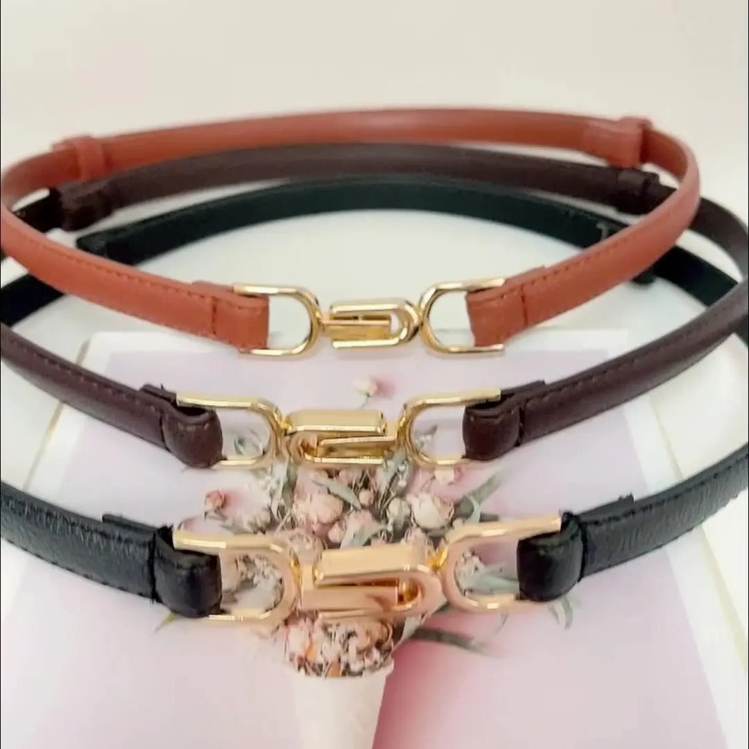 1pc New Women's Belt Leather Skinny Belt