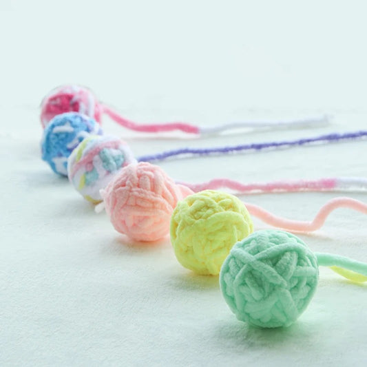 Funny Cat Toys Colorful Yarn Balls with Bell Sounding Interactive