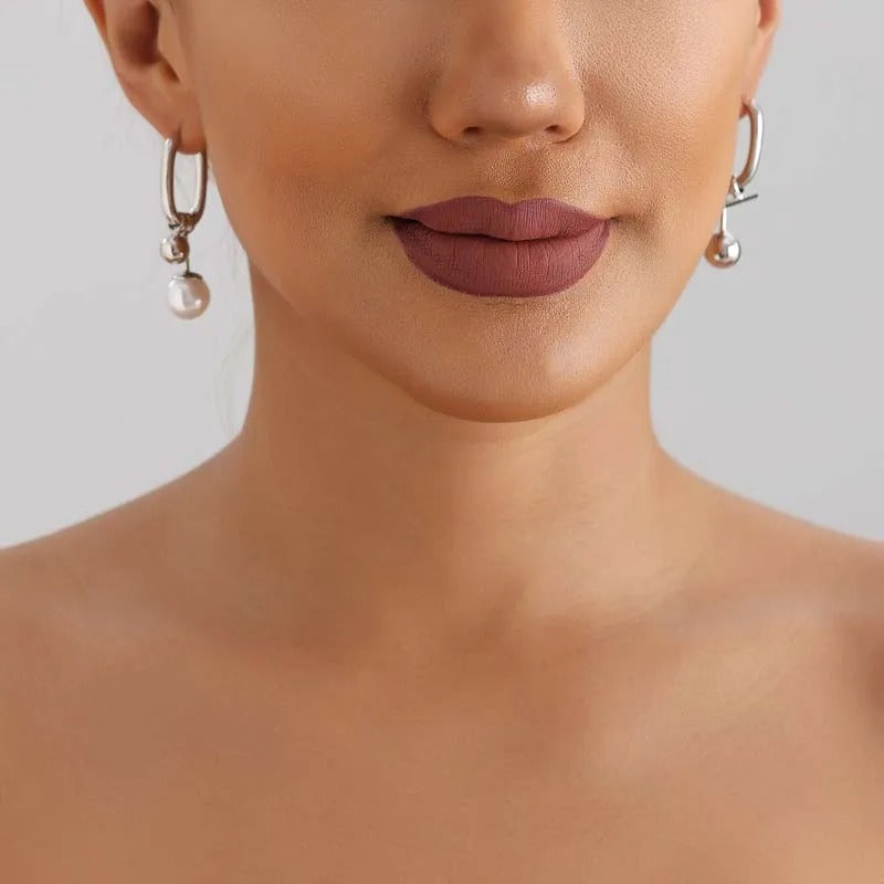 Fashion Metal Pearl U-Shaped Drop Earrings for Women