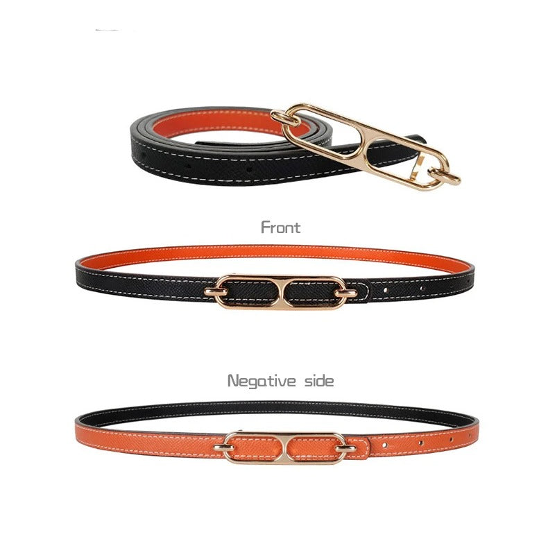 Double-sided use of women's leather belt