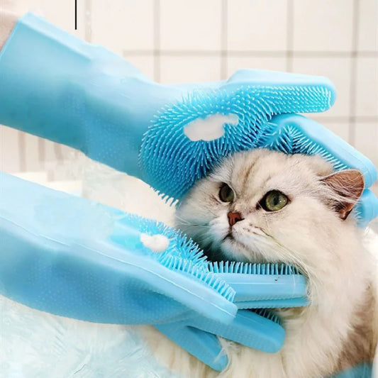 New magic Silicone Body Pet Bathing Gloves for Animal
