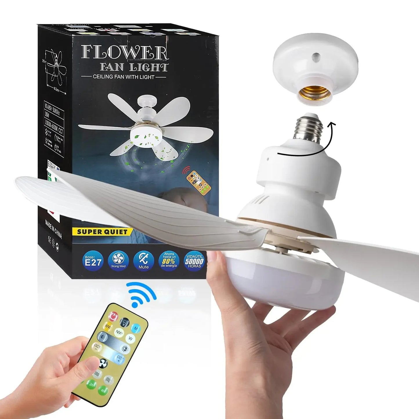LED 40W ceiling fan light E27 with remote control for dimming, suitable for living room