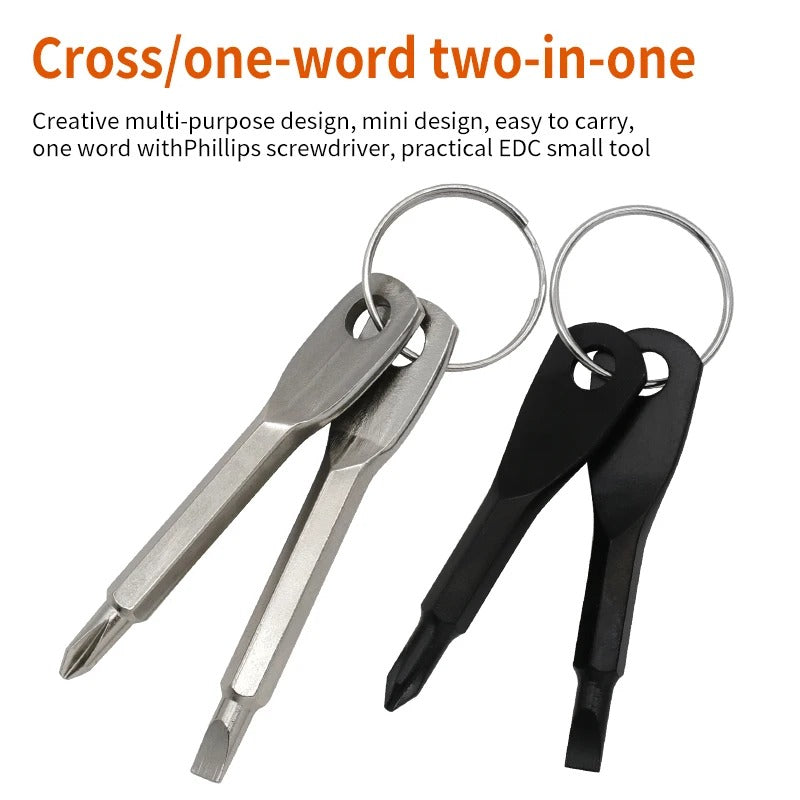 Portable Phillips Slotted Screwdriver Key Ring Multi Mini Pocket Repair Tool Gadget for Phone