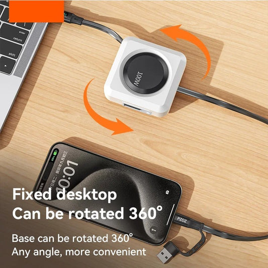 Digital Display PD 100W C to C Retractable Cable USB to Type C For iPhone 16