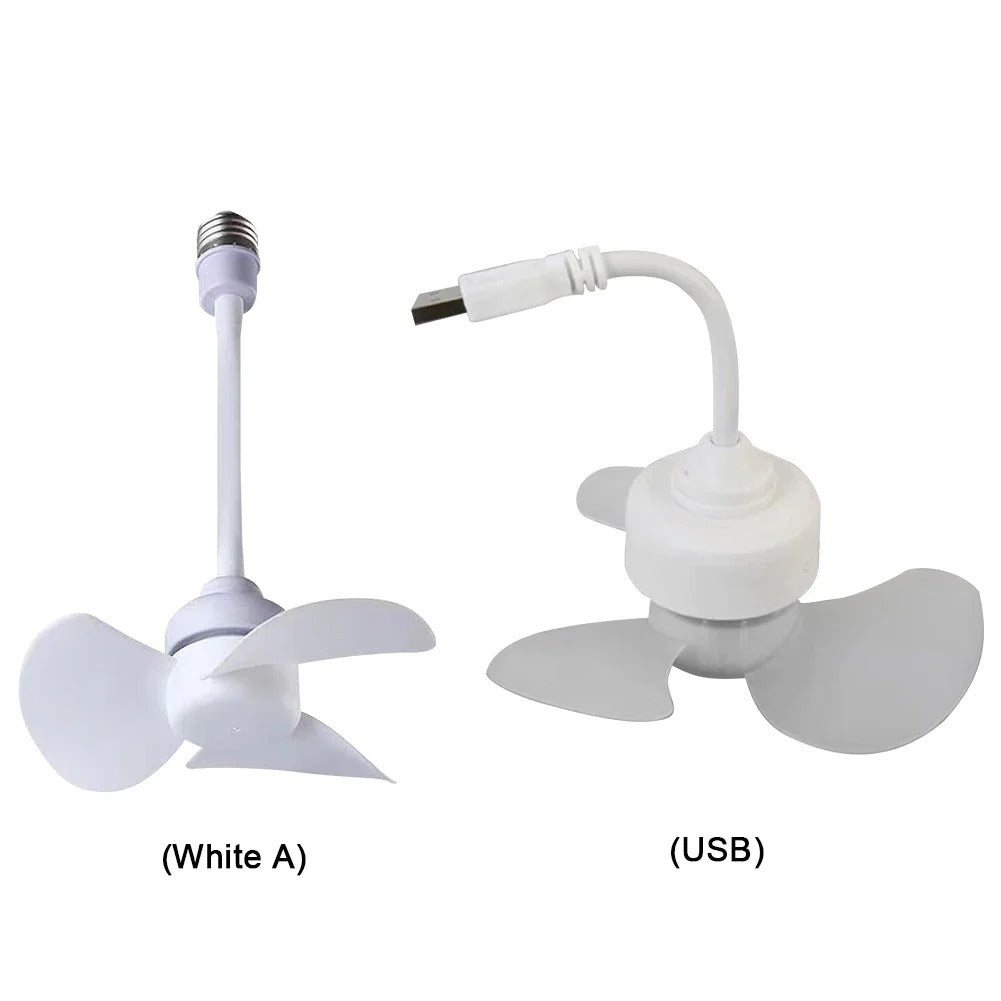 LED Mini Ceiling Fan E27 Base/USB Chandelier Ceiling Fan Hose Extender Light