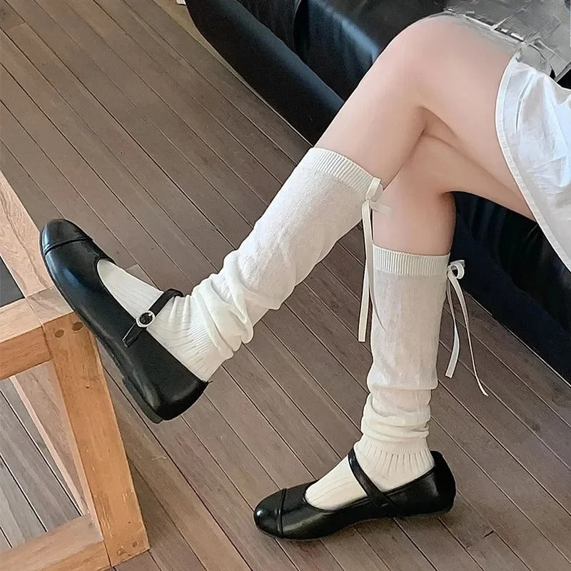 Socks Women Bandage Ribbon Bow Sweet Girls