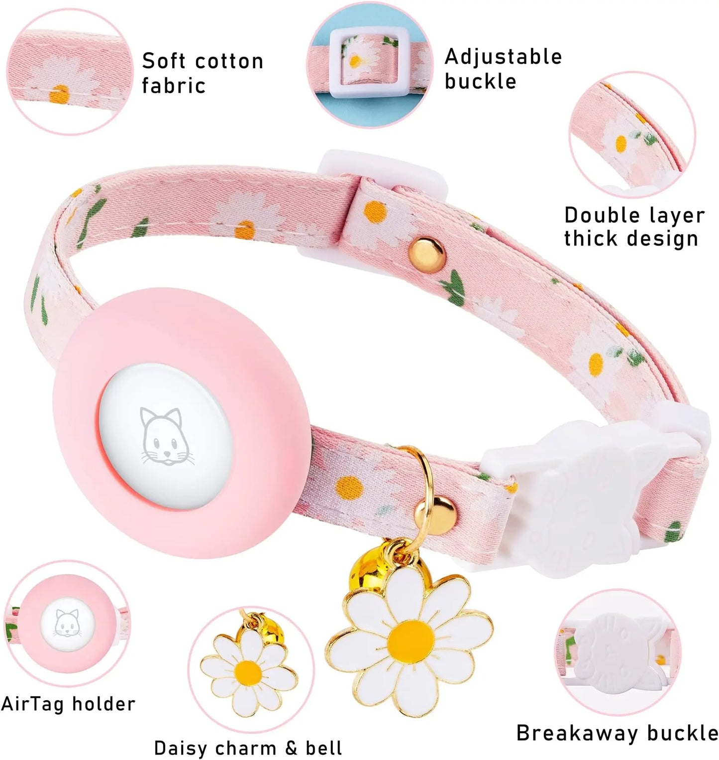 Cat Collar, Kitten Collar Breakaway with Silicone Airbag Holder