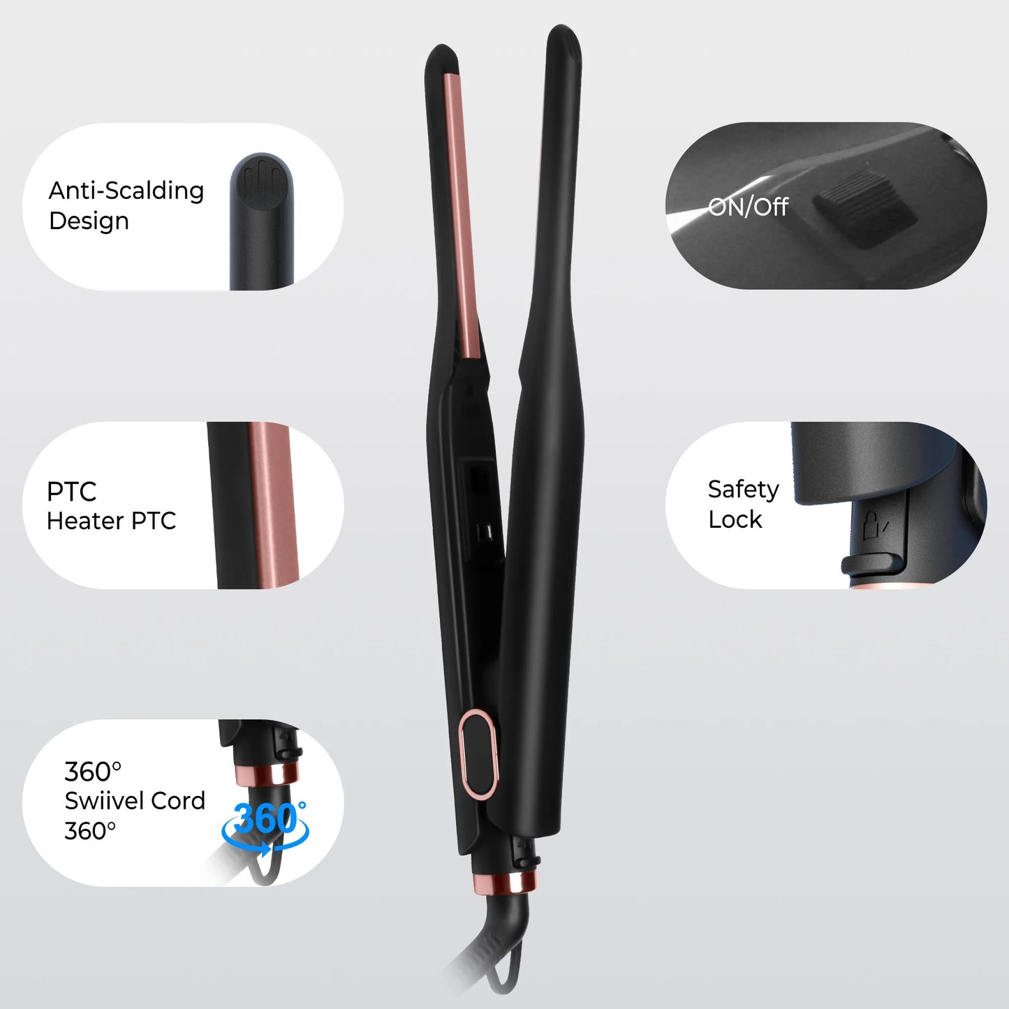 Small Flat Iron for Short Hair Temperature Adjustable Pencil