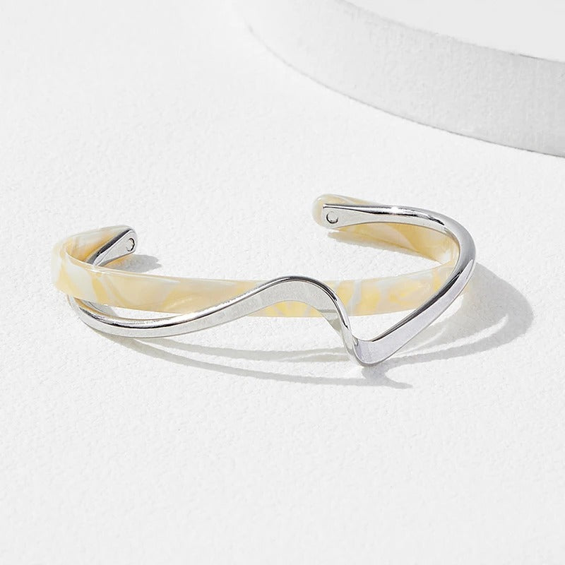 White Acrylic Bracelets Board Bend Metal Bangles Women's