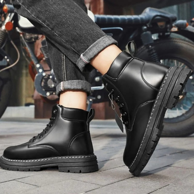 High Top Boots Men's Leather Shoes Fashion Motorcycle Ankle Boots for Men Winter