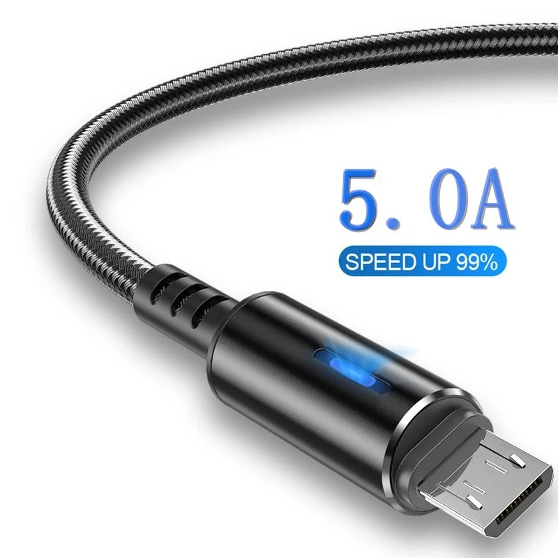 USB Cable 5A LED Fast Charging For Huawei Samsung Xiaomi Android