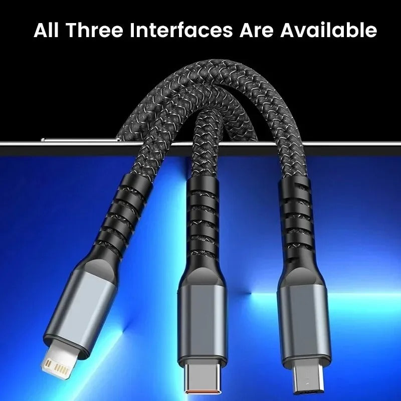 3 in 1 100W Fast Charging Cable USB Type C Cable