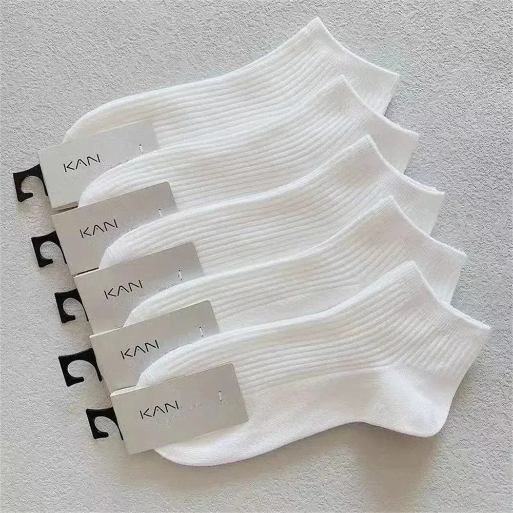 5 Pairs/Pack Ankle Socks Women 100% Cotton