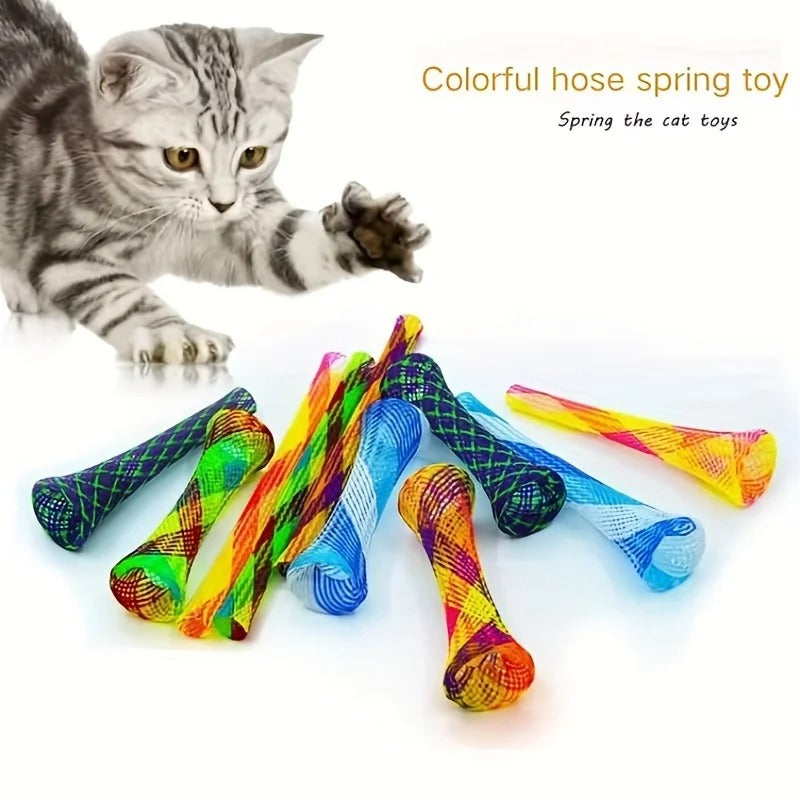 Folding Spring Shaped Toys Colored Elastic Spring Interactive Cat
