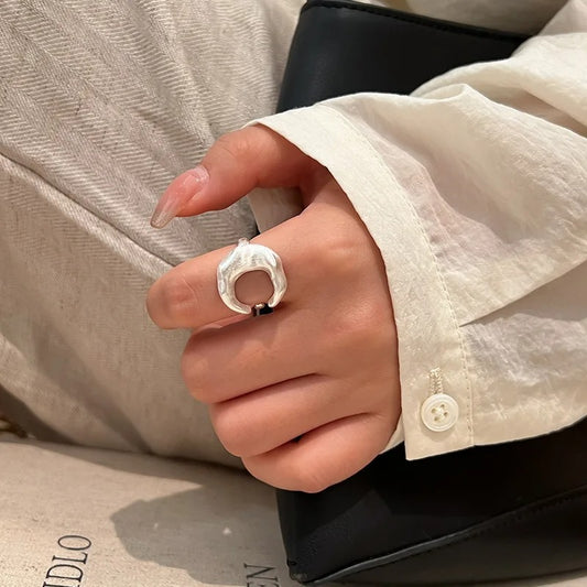 Matte Frosted Crescent Moon Cuff Finger Rings For Women