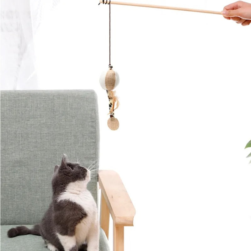 1PC Teaser Feather Toys Kitten Funny Colorful Rod Cat Wand Toys