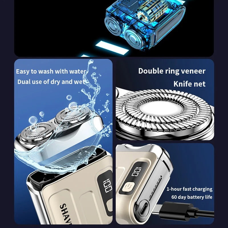 Travel Electric Shaver For Men Double Floating Magnetic