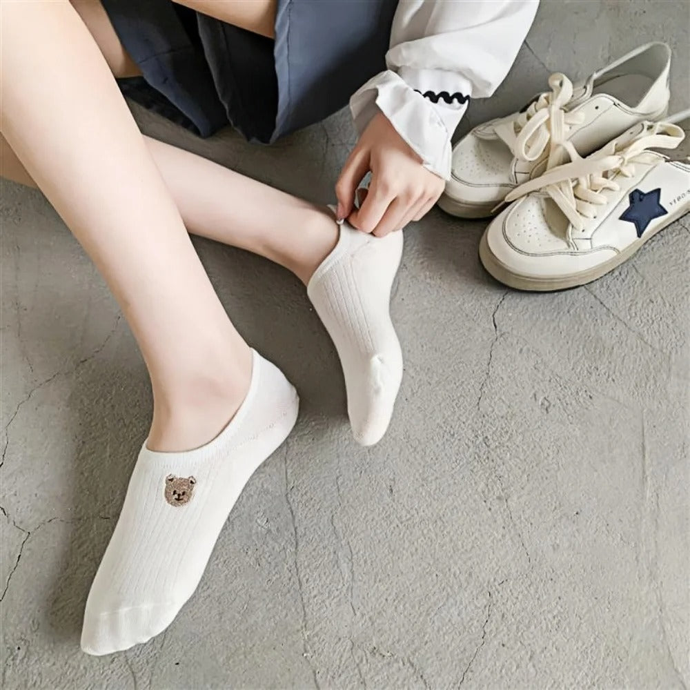 10 Pairs Women's boat socks summer white