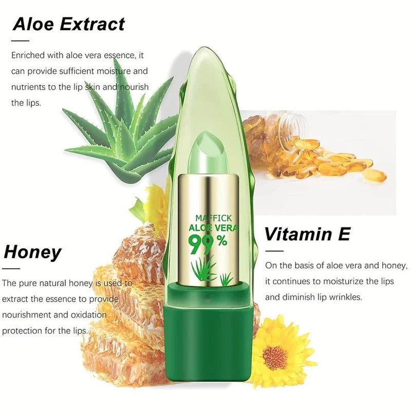 1PC Moisturizing Aloe Vera Lipstick Discoloration Lip Care Nutritious