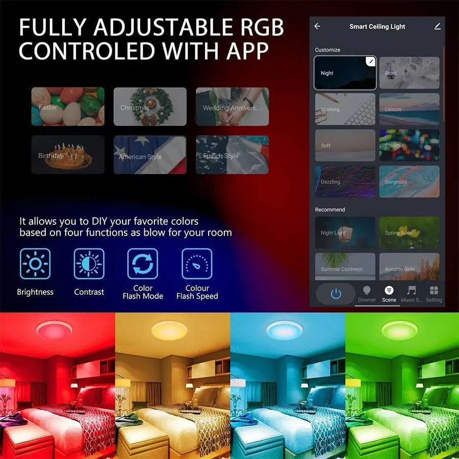 Ceiling Light 24W 220V RGB Circular Ambient Lamp