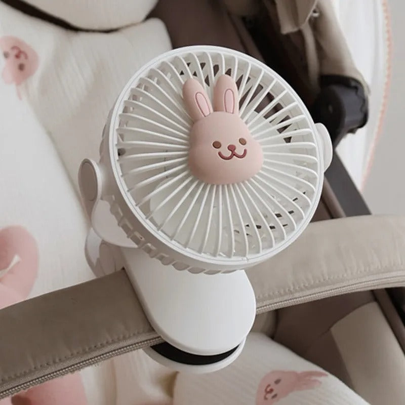 Baby Cart Stroller Fans Portable Outdoor Fan Clip Cute Bear Bunny Rechargeable