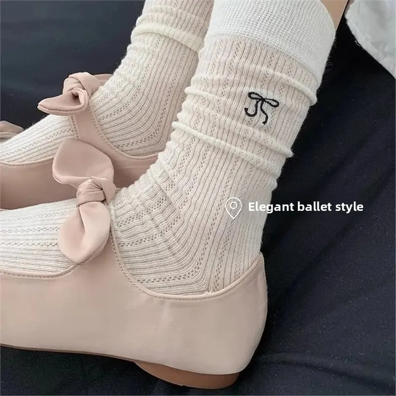 Casual Butterfly Knot Socks Thin Ballet Style