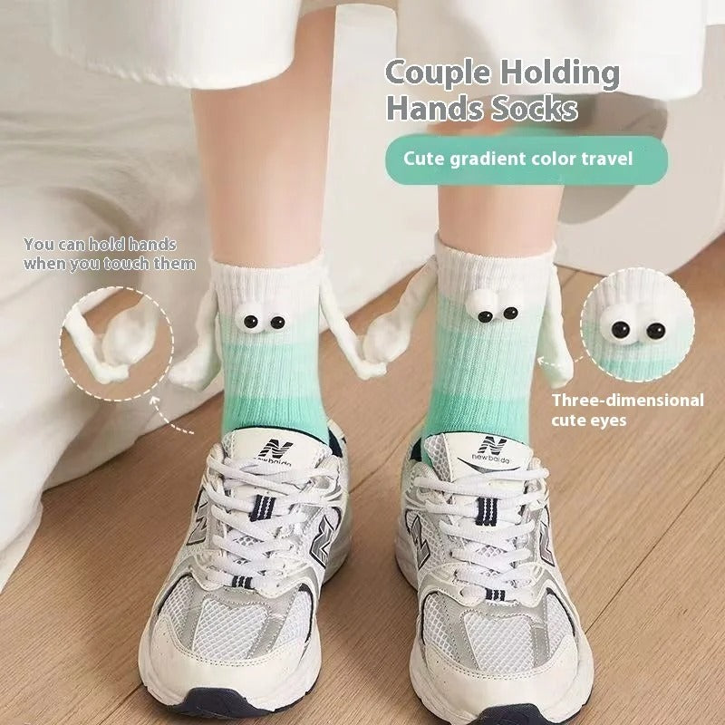 Women's color hand grip socks personality magnetic cute socks