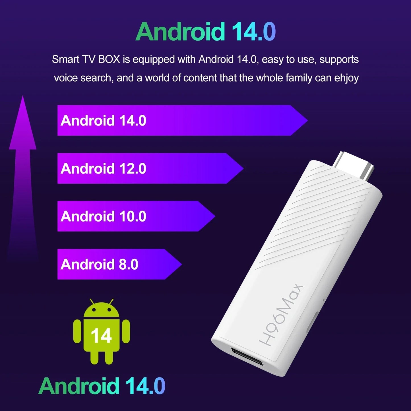 2024 New H96 MAX H313 Mini TV Stick Android 14