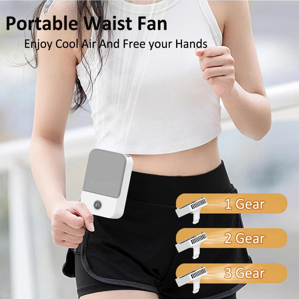 Portable Waist Fan Hanging Neck Fan Mini USB Rechargeable Portable Waist Clip Fan
