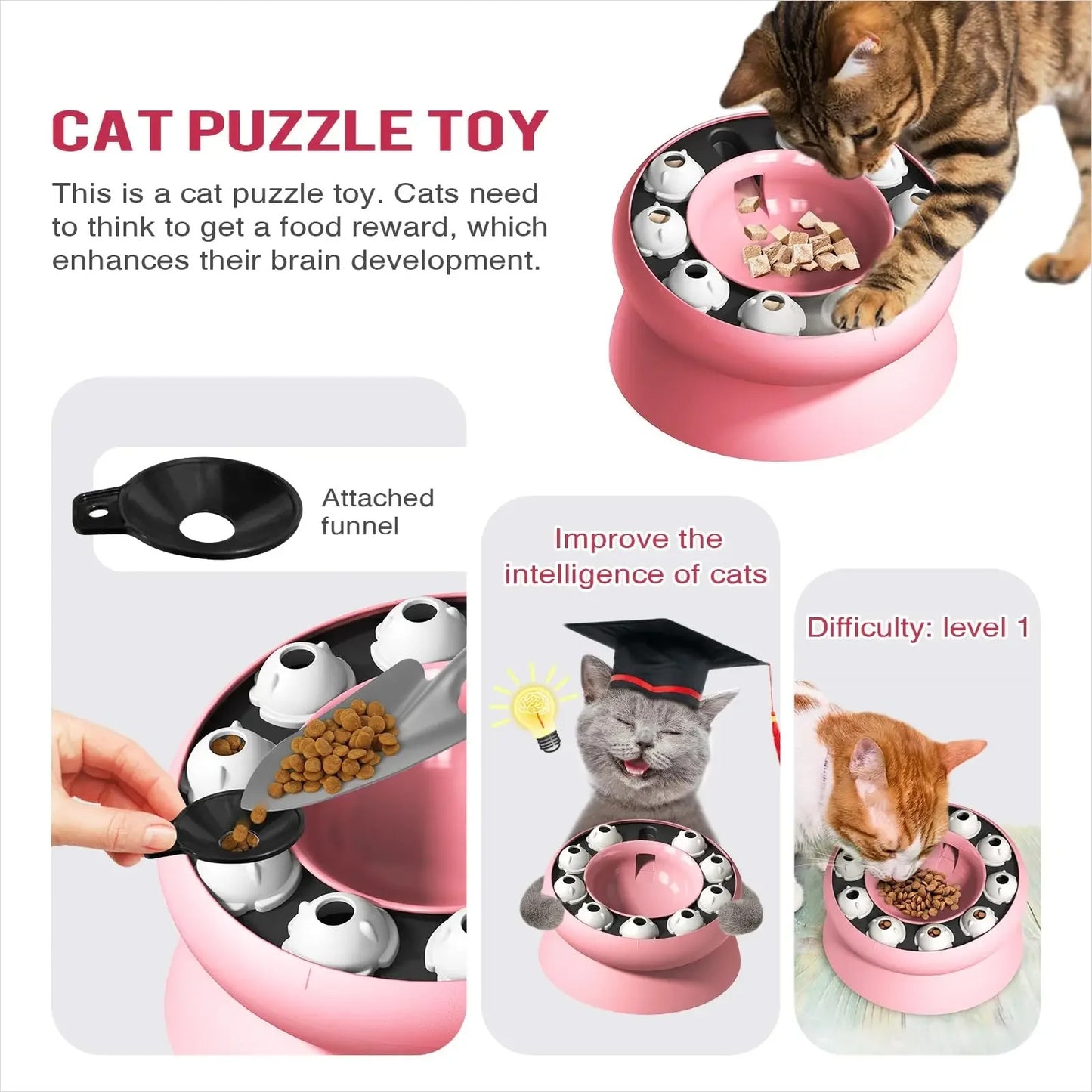 Cat Toys Puzzles Feeder Rotating Slow Feeder Interactive