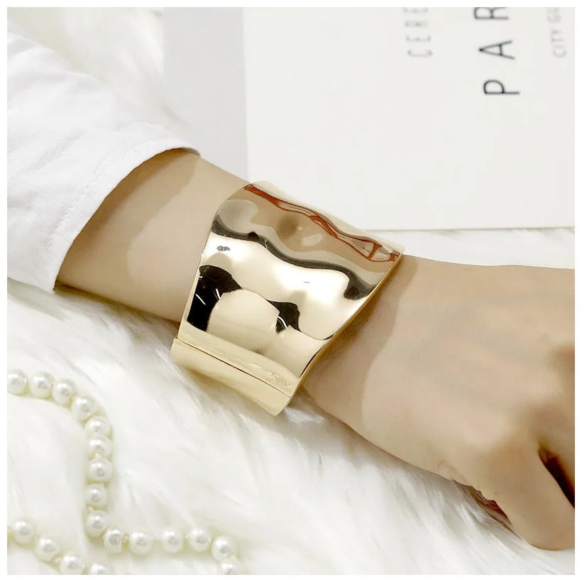 Punk Hip Hop Wide Asymmetric Bangles Bracelets For Women
