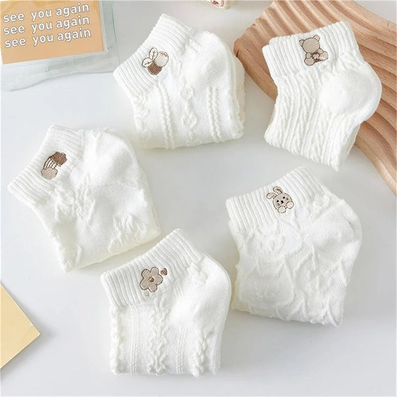 5pairs Women Socks Spring Summer Cute Bear Rabbi