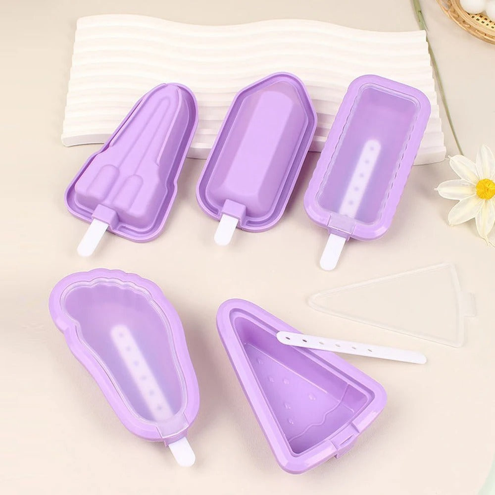 Set(5PCS) Summer Homemade Silicone Ice Cream Mold With Multiple Shapes