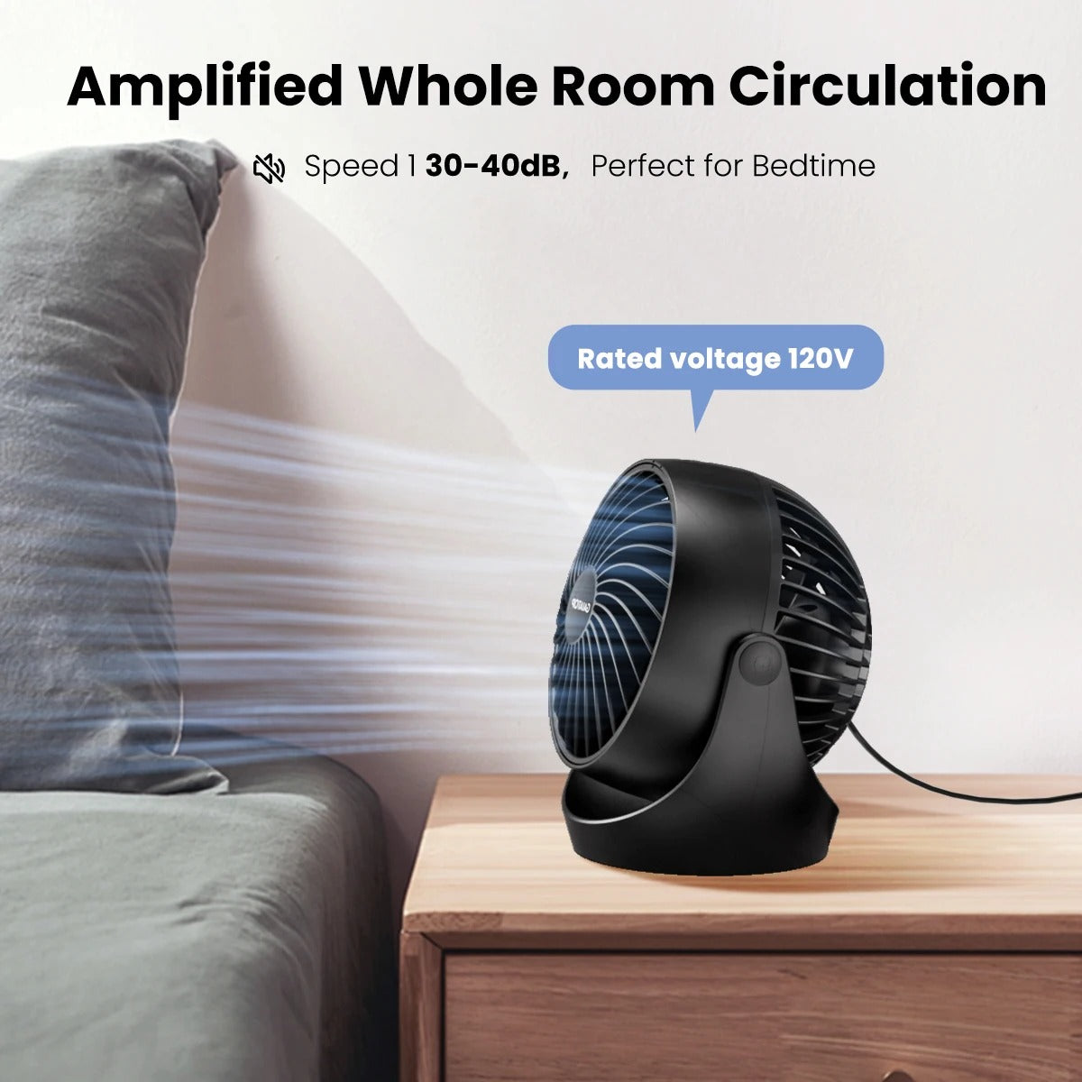 fan for bedroom strong airflow quiet desktop air circulator fan for whole room 360°