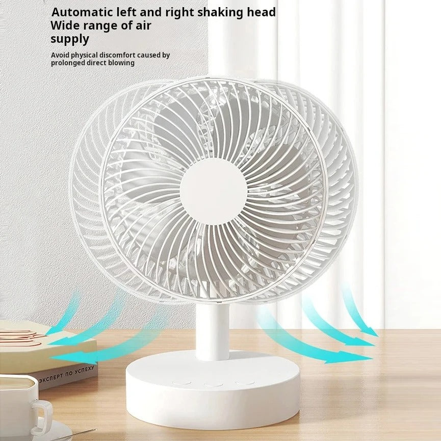 Fan Small White Desktop Timer Mute With Four-speed Adjustable Portable