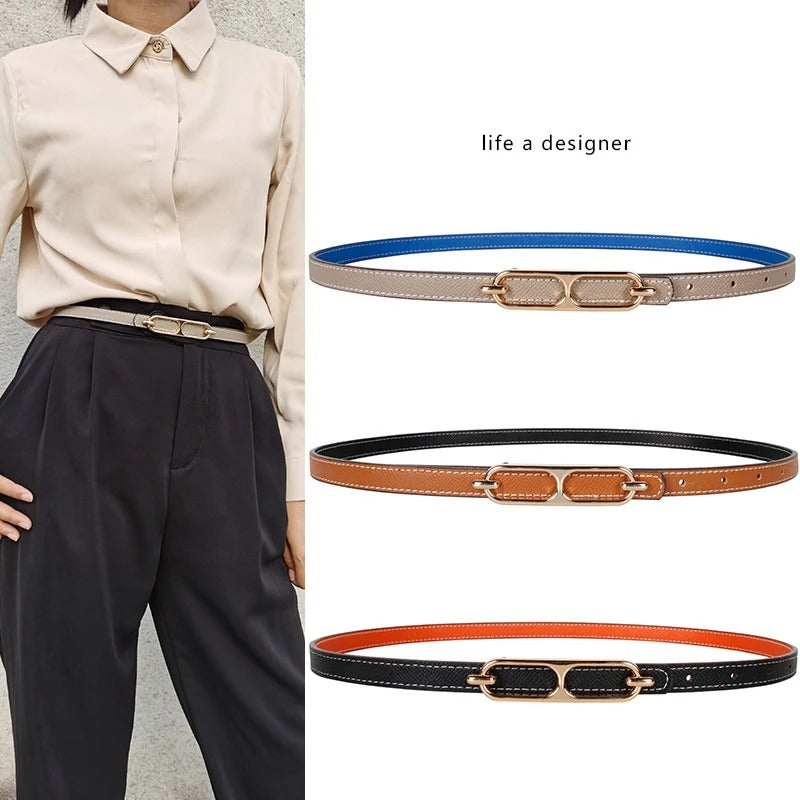 Double-sided use of women's leather belt