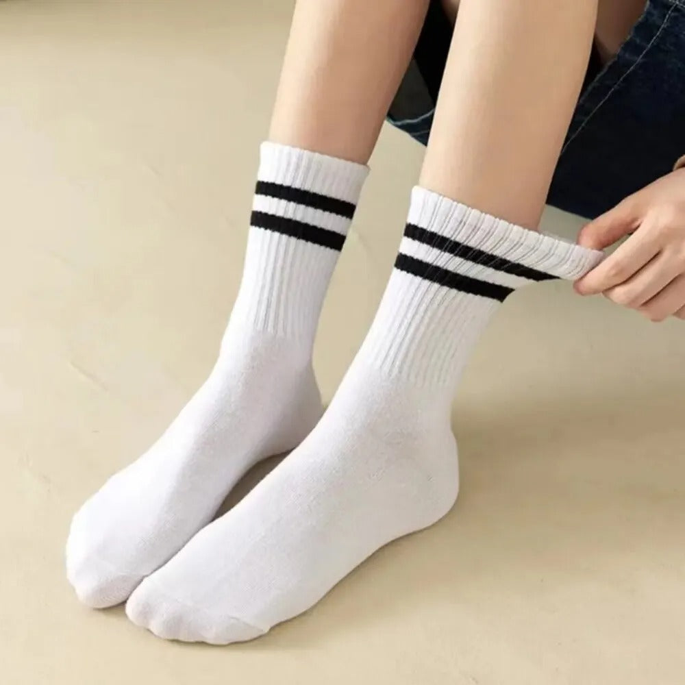 6 Pairs Women's Mid Socks Solid Color