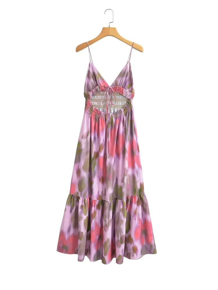 Elegant Women Party Dress V Neck Backless Slim