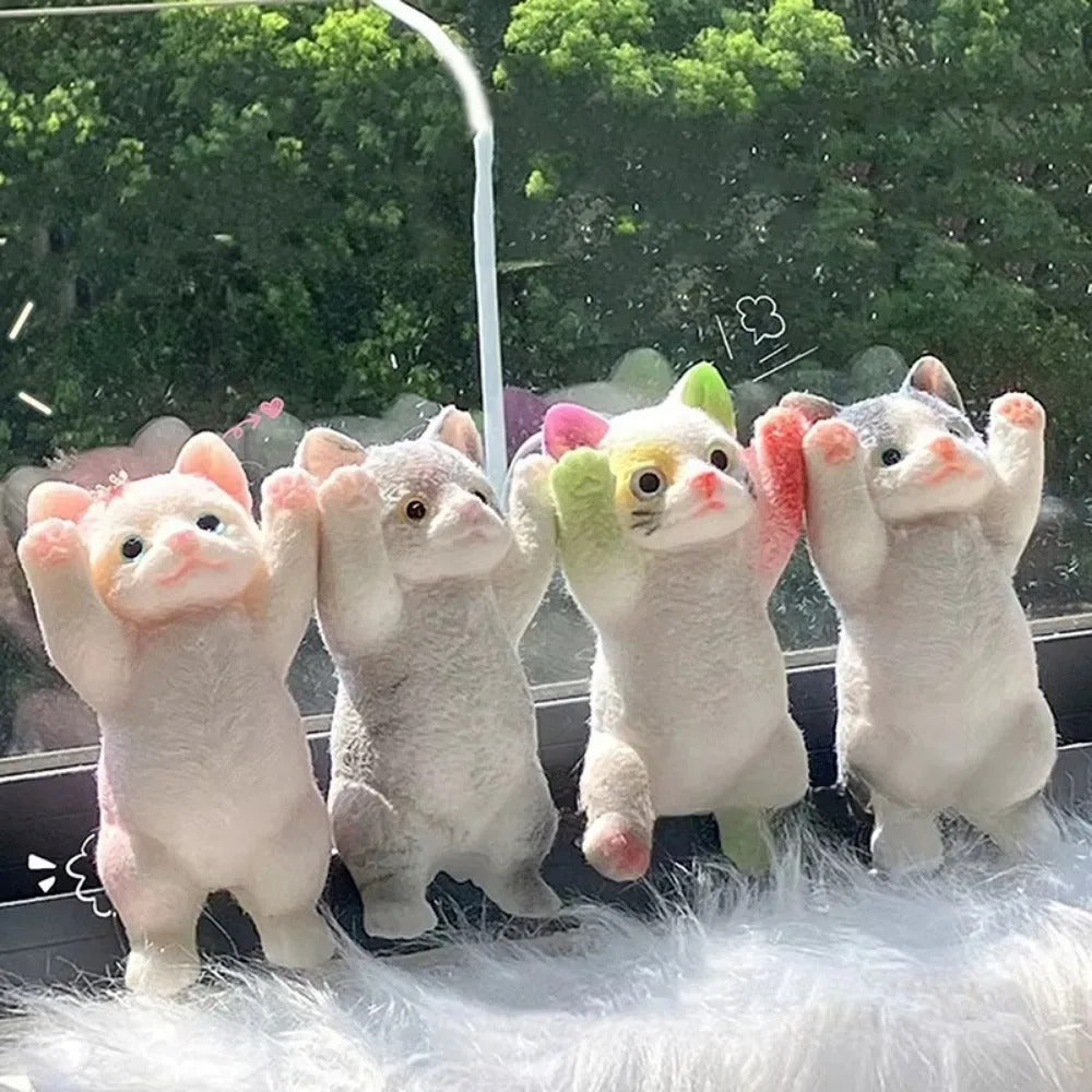 Squishy Cute Flocking Cat Stress Relief Toy, Extra Large Sensory Fidget Toys