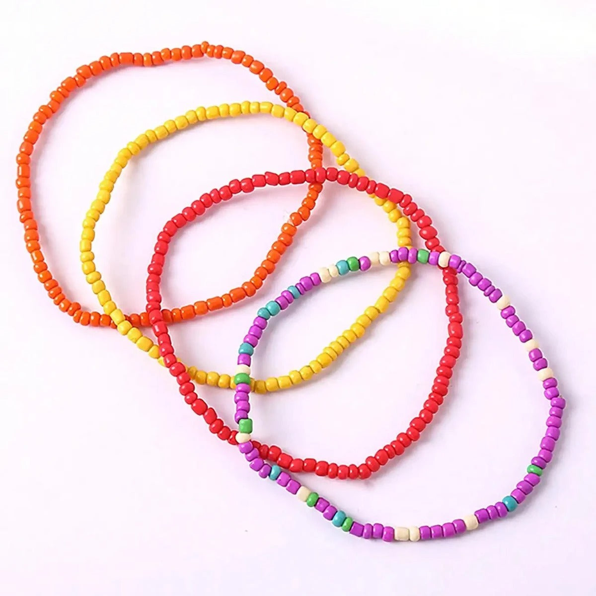 17Pcs Random Color Mixing Elastic Beaded Bracelets
