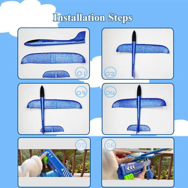 34cm Foam Plane Launcher Outdoor Toy for Boys