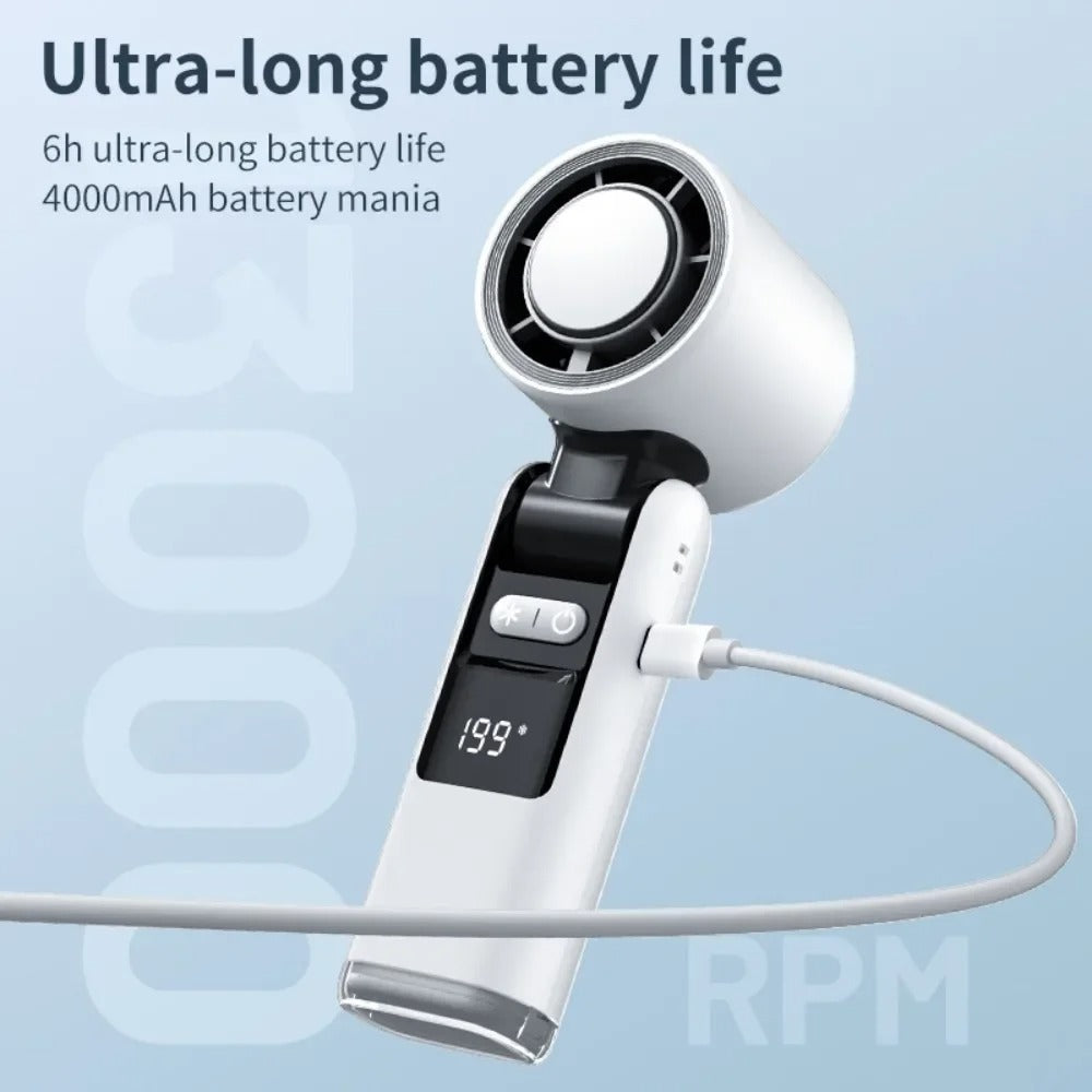 Mini Ice Compress Handheld Turbo Jet Fan 199 Wind Speeds Adjustable 4000mAh