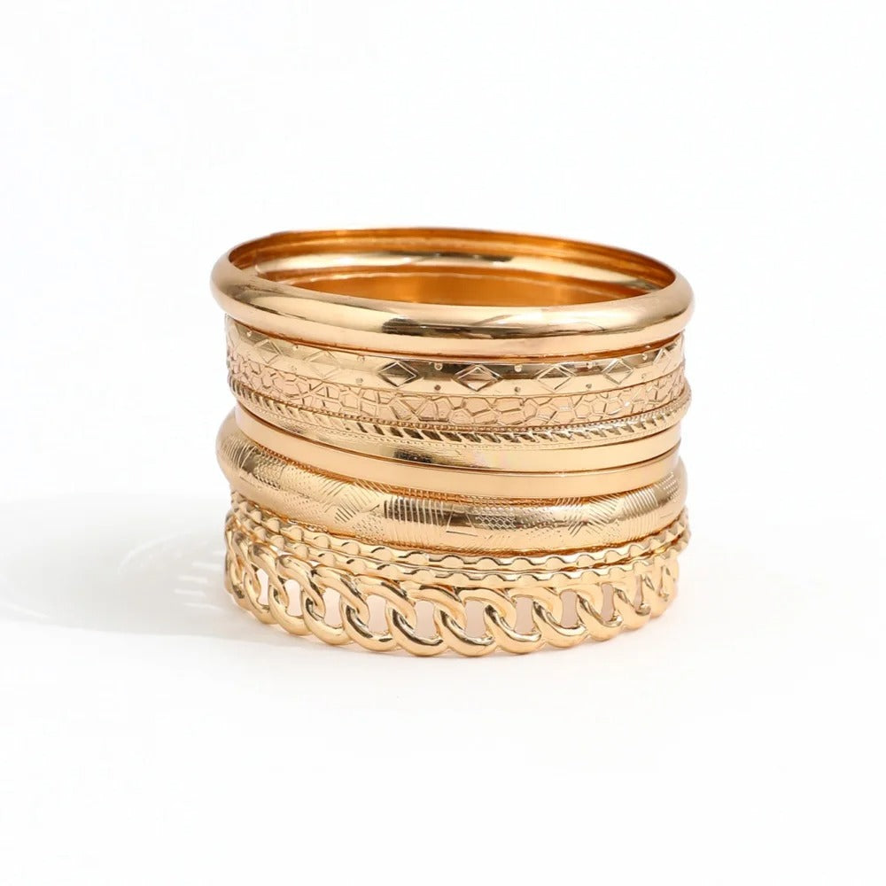 10pcs/set Metal Bangles Set For Women